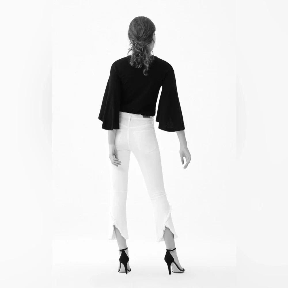 NWT Citizens of Humanity Drew Fray High Rise Crop Flare Jeans in White Size 26